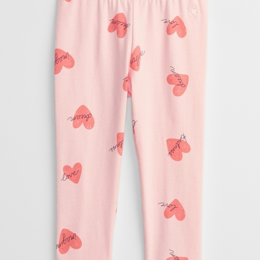 GAP Pull-On Leggings Pink Heart Print - Size 4 Years
